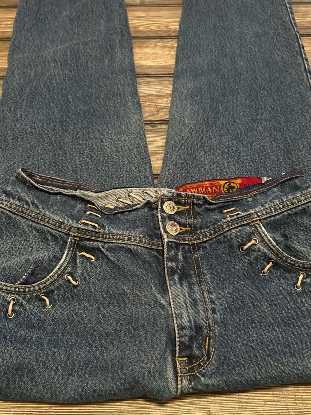 Vintage Lawman Jeans with Lace-Up Details